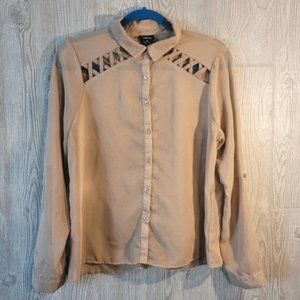 Rue21 Tan Button Up Blouse- XL